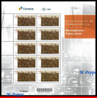 Ref. BR-V2022-08-F BRAZIL 2022 - 200 YEARS INDEPENDENCE,, POPULAR MOVEMENTS, SHEET MNH, HISTORY 10V - Unused Stamps