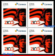 Ref. BR-V2023-53-Q BRAZIL 2023 - ZICO, 70 YEARS, BRAZILIAN NATIONAL TEAM STAR, FLAMENGO, BLOCK MNH, FOOTBALL SOCCER 4V - Unused Stamps