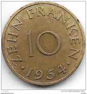 *Saarland 10 Franken 1954   Km 1 Xf+ - Andere & Zonder Classificatie