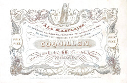 Porceleinkaart - Carte Porcelaine -  A La Madeleine Bonneterie Flanelles Cravates Coquillon   - 13 X 9 Cm - Petits Métiers