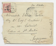 MOUCHON 10C CHINE 4 CENTS LETTRE COVER TIEN TSIN CHINE 16 SEPT 1914 CHINA VIA ODESSA POUR CASERNE ST MARTIN PERPIGNAN - Briefe U. Dokumente