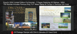 Egypt Treasures Full Booklet 2004 Incl 22 K Genuine Gold TUT Mask Stamp 10 POUND - Egypt Treasure EGYPTE - Unused Stamps