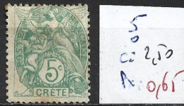 CRETE FRANCAISE 5 Oblitéré Côte 2.50 € - Oblitérés