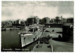 Civitavecchia - Veduta Dal Porto, Paquebot Lazio (animation, Chargement Des Vivres, Camions De Livraison) Pas Circ, 1955 - Civitavecchia