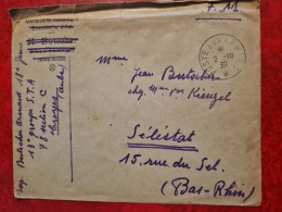 LETTRE  1939 POSTE AUX ARMEES  FM ENTETE BUTSCHER MENUISERIE BALDENHEIM POUR SELESTAT - Autres & Non Classés