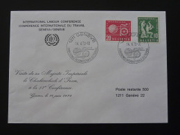 Lettre Cover Timbres De Service Visite Du Shah D'Iran à L'OIT Conférence Du Travail Suisse 1972 (ex 2) - OIT