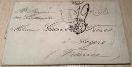 BAHIA British P.O Stampless Letters 1873 To Aigre Near Cognac France (Brazil Brasil Prephilately Cover GB Used Abroad - Brieven En Documenten