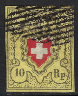 SUISSE Ca.1850: Le Y&T 15, Rayon II, 4 B Marges Obl. Grille, Forte Cote - 1843-1852 Timbres Cantonaux Et  Fédéraux