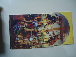 GREECE 3 CARDS  PUZZLES PAINTING  DISAPPOINTMENT OF JESUS Masha Batsii TIR 500 - Pittura