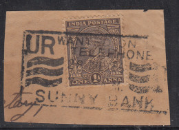 Slogan On Piece, UR Wanted On Telephone - Sunny Bank, British India KGV Used, Telecom - 1911-35 King George V