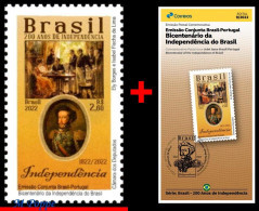 Ref. BR-V2022-09+E BRAZIL 2022 - 200 YEARS INDEPENDENCE,WITH PORTUGAL, D.PEDRO I, MNH + BROCHURE, HISTORY 1V - Unused Stamps