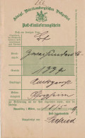 Post-Einlieferungsschein Brief Amtsgericht Pforzheim 1899 - Postwaardestukken