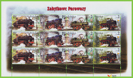 Voyo POLAND Historic Steam Locomotives 2002 Mi # 3997-4000  ** MINT Sheetlet  Railway - Feuilles Complètes