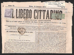 Regno - Vittorio Emanuele II - Coppia Del 1 Cent Torino (T14) + Marca Da Bollo Da 10 Cent - Giornale Da Siena A Montepul - Otros & Sin Clasificación