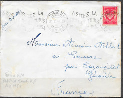 Timbre FM Infanterie Rouge Oblitération Flamme Temporaire Tunis RP 21.X.54 - War Of Algeria