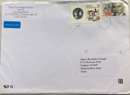 CZECH REPUBLIC 2023, COVER USED TO INDIA, 2022 EMIL PHILA, ART, PAINTING, MUSIC, EXTRA TAB, 2019  ALOIS RASIN FINANCE MI - Lettres & Documents