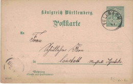 Postkarte Ganzsache Fellbach 1898 > Kern Kannstadt - Postwaardestukken