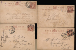 4 POST CARS  1899 LONDON, 1884 GLASCOW,1886 ANSTPUTHER,1899 LONDON,1884  DUNBAR       2 SCANS - Brieven En Documenten