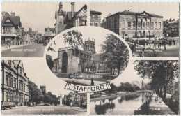 Stafford. Multiview. Bridge Street, Victoria SquareIsaak Walton Walk, Market Square, St Mary's Church. Real Photo - Sonstige & Ohne Zuordnung