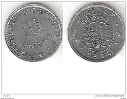 Guinea Bissau  Portuguese Guinea 10 Centavos 1973 Km 12 Unc !!!  Rare Coin !!!!! - Guinea-Bissau