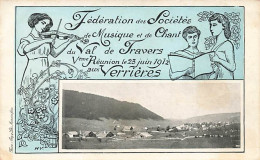 Les Verrières Vème Réunion De La Fédération De Musique Et De Chant 1912 Violon Concert - Les Verrières