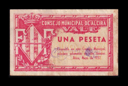 España Spain Billete Local Alcira Valencia 1 Peseta 1937 Bc/Mbc F/Vf - Sonstige & Ohne Zuordnung