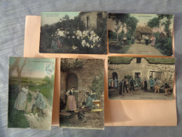 Lot De 5 Cartes Postales Dont 3 " La Vie Aux Champs " - Belles Scènes Dont Attelage De Foin - Fantaisie - - Sammlungen & Sammellose