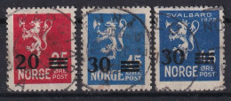 NORWAY 1927 - Canceled - Mi 133-135 - Used Stamps