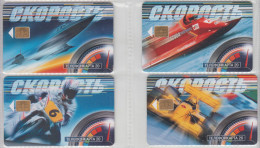 RUSSIA 2000 SPEED PLANE BOAT MOTORCYCLE CAR SKI KAYAK SKATING RUNNING FULL SET OF 4 CARDS - Raumfahrt