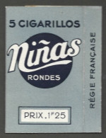 Etui Cigarette - Tabac  - 5 Cigarillos  Ninas Rondes - Prix 1 F25 - Regie Francaise - Empty Cigarettes Boxes