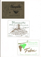 Etiquettes Blanquette Méthode Ancestrale - Gilles Clergue à Pauligne , Vidal F. Et Fabre à Bouriège - - Other & Unclassified