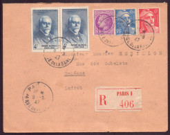France, Enveloppe Recommandée Du 9 Septembre 1947 De Paris Pour Orléans - Andere & Zonder Classificatie