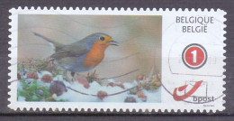 België - Duostamp - Vogels - Roodborstje  - Zonder Papierresten - Gebruikt