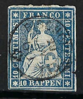 SUISSE Ca.1861: Le ZNr. 23G Obl. CAD, Aminci - Oblitérés