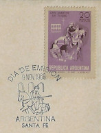 Argentina 1968 FDC First Day Cover Stamp With Commemorative Cancel Patron Of Buenos Aires San Martin De Tours - FDC