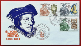 VATICANO VATIKAN VATICAN 1985 THOMAS MORE TOMMASO MORO VENETIA COVER FDC - Brieven En Documenten