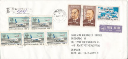 Romania Registered Cover Sent To Denmark 25-5-1996 With A Lot Of Stamps - Cartas & Documentos