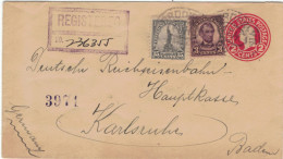 Ganzsache Berger Brooklyn 1927 Reko > Dt. Reichseisenbahn Hauptkasse Karlsruhe Baden Via New York - 1921-40