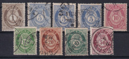 NORWAY 1877/78 - Canceled - Sc# 22, 24, 24a, 24b, 25, 26, 27, 29, 30 - Used Stamps