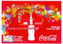 Belle Télécarte Sur Encart "Coca-Cola - Houilles 2007" Phone Card - Carte Téléphonique - Lebensmittel
