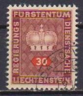 LIECHTENSTEIN 1950    SERVIZIO  CORONA E CIFRA  UNIF. 38  USATO  VF - Oficial