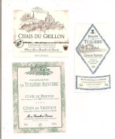 Etiquettes COTES Du Ventoux 1995 Et 1999 Domaine De La Tuilière Ravoire à Murs Et Chais Du Grillon - - Côtes Du Ventoux