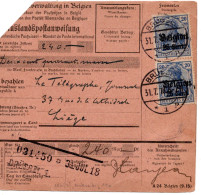 61256 - Deutsches Reich / Dt Besetzung Belgien - 1918 - 2@25c/20Pfg Germania A Postanw BRUEGGE -> LIEGE - OC1/25 Gouvernement Général