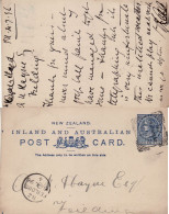 NEW ZEALAND 1896 POSTCARD SENT TO FIELDING - Cartas & Documentos