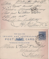 NEW ZEALAND 1896 POSTCARD SENT FROM WELLINGTON TO FIELDING - Cartas & Documentos