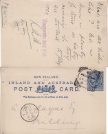 NEW ZEALAND 1896 POSTCARD SENT FROM PALMERSTON TO FIELDING - Lettres & Documents