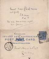 NEW ZEALAND 1896 POSTCARD SENT FROM PALMERSTON TO FIELDING - Briefe U. Dokumente