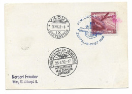 Liechtenstein Mi.Nr. 113 Auf Karte / Zeppelinpost 1932 , Vaduz - Poste Aérienne