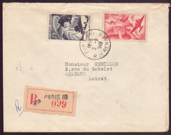 France, Enveloppe Recommandée Du 3 Mai 1949 De Paris Pour Orléans - Andere & Zonder Classificatie