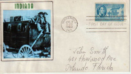 Through Indiana By Stagecoach  1850.  FDC 1950 Vincennes.Knox County (Sesquicentennial) Sesquicentenaire 1800-1950 - Unabhängigkeit USA